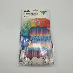 GENERICO - Cortina Metálica Brillos Cumpleaños Colores Cotillón - Blanco - Talla única