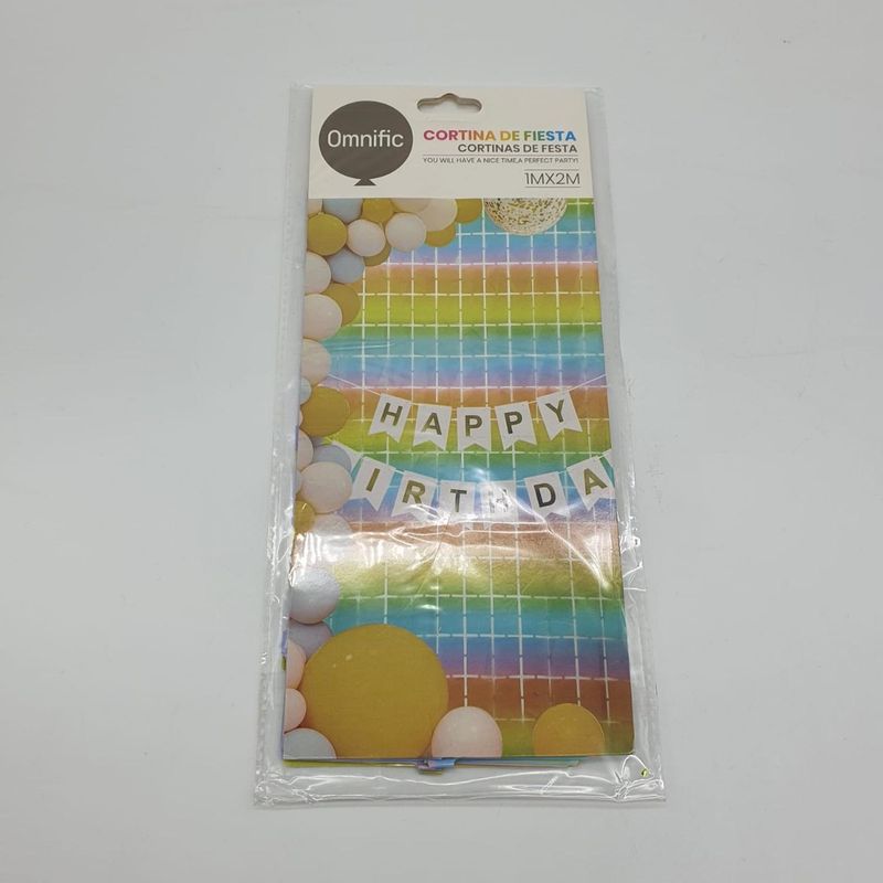 GENERICO - Cortina Metálica Cuadros Con Diseño Varios Colores Cotillon - Blanco