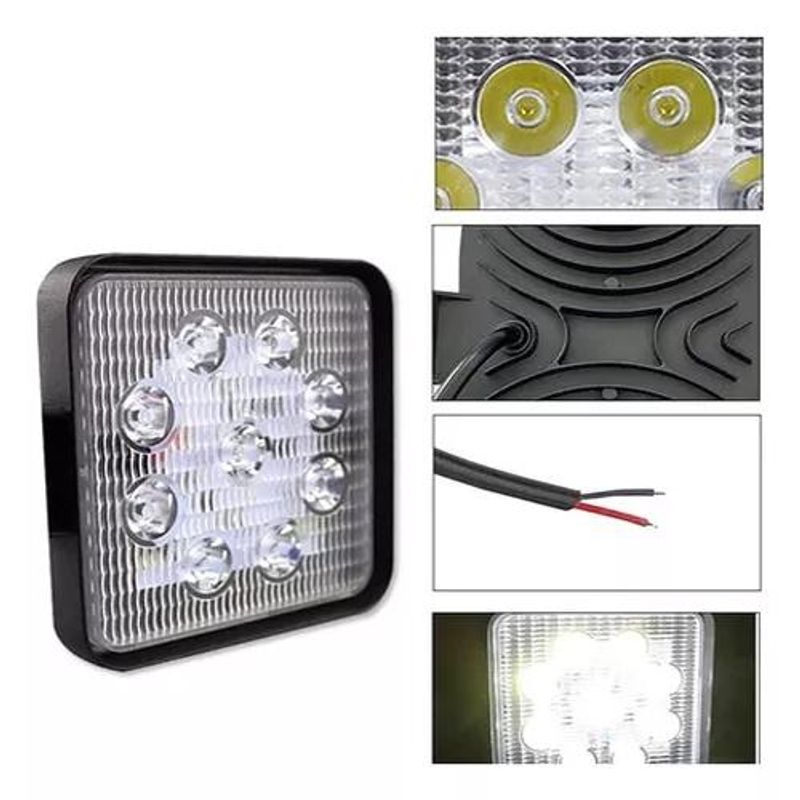 GENERICO - Luces Pack X2 Neblinero Led 27w Moto Auto Camion Cuadrado