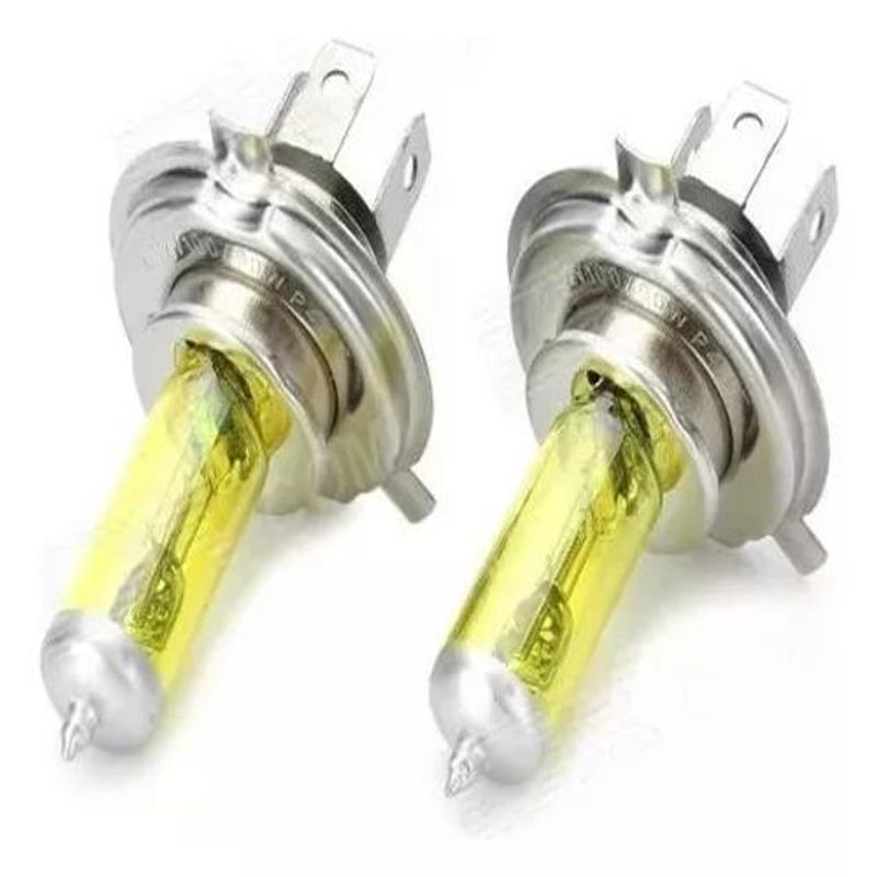 GENERICO - Ampolleta Halogena H4 12v 90/100w Amarilla Par 2 Unidades