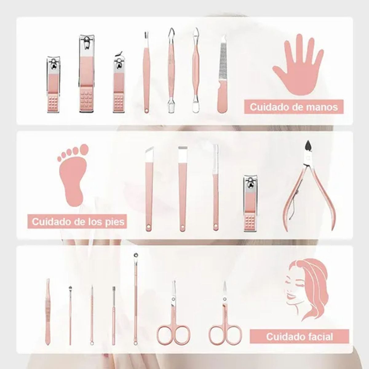 EDWINAYY - Set De Manicura Y Pedicura Cortau?as Kit De Aseo 18 Piezas