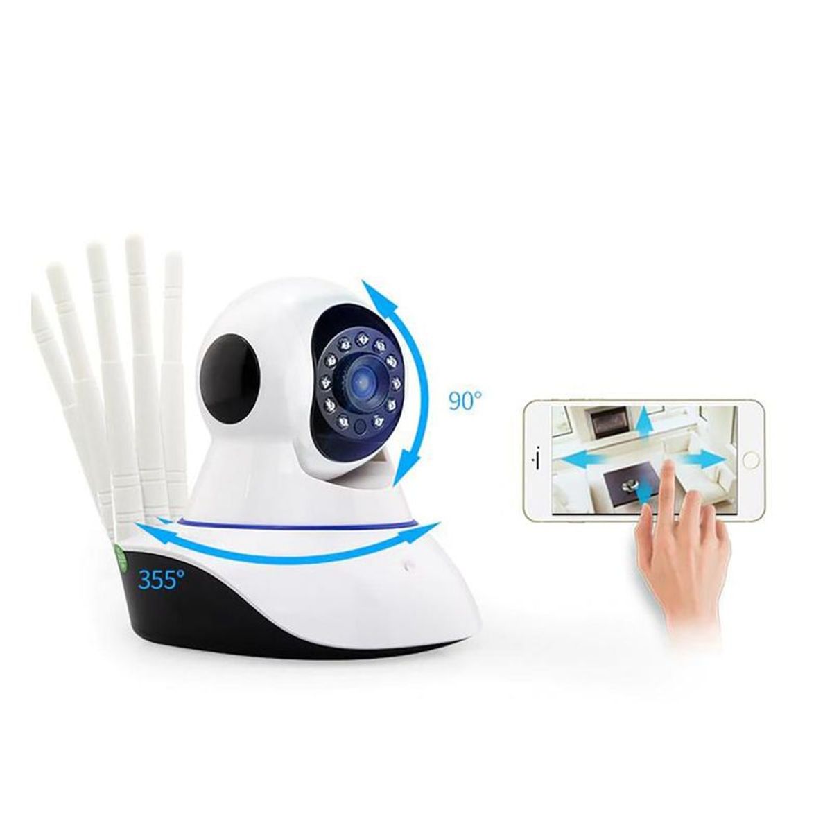 MOVI - Cámara de Seguridad WiFi 1080p con 5 Antenas y Visión Nocturna