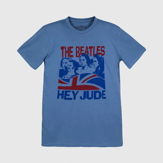 THE BEATLES - Polera Hombre Rock Celeste The Beatles