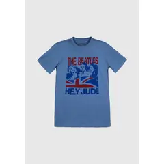 THE BEATLES - Polera Hombre Rock Celeste