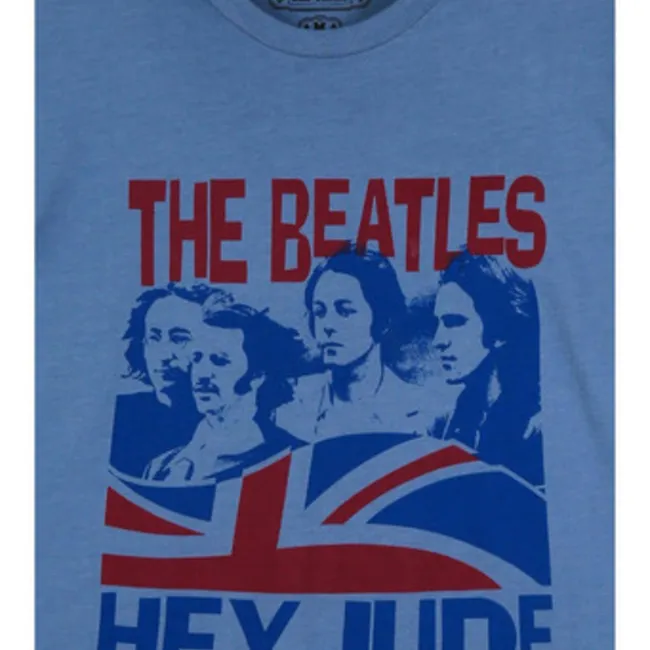 THE BEATLES - Polera Hombre Rock Celeste The Beatles