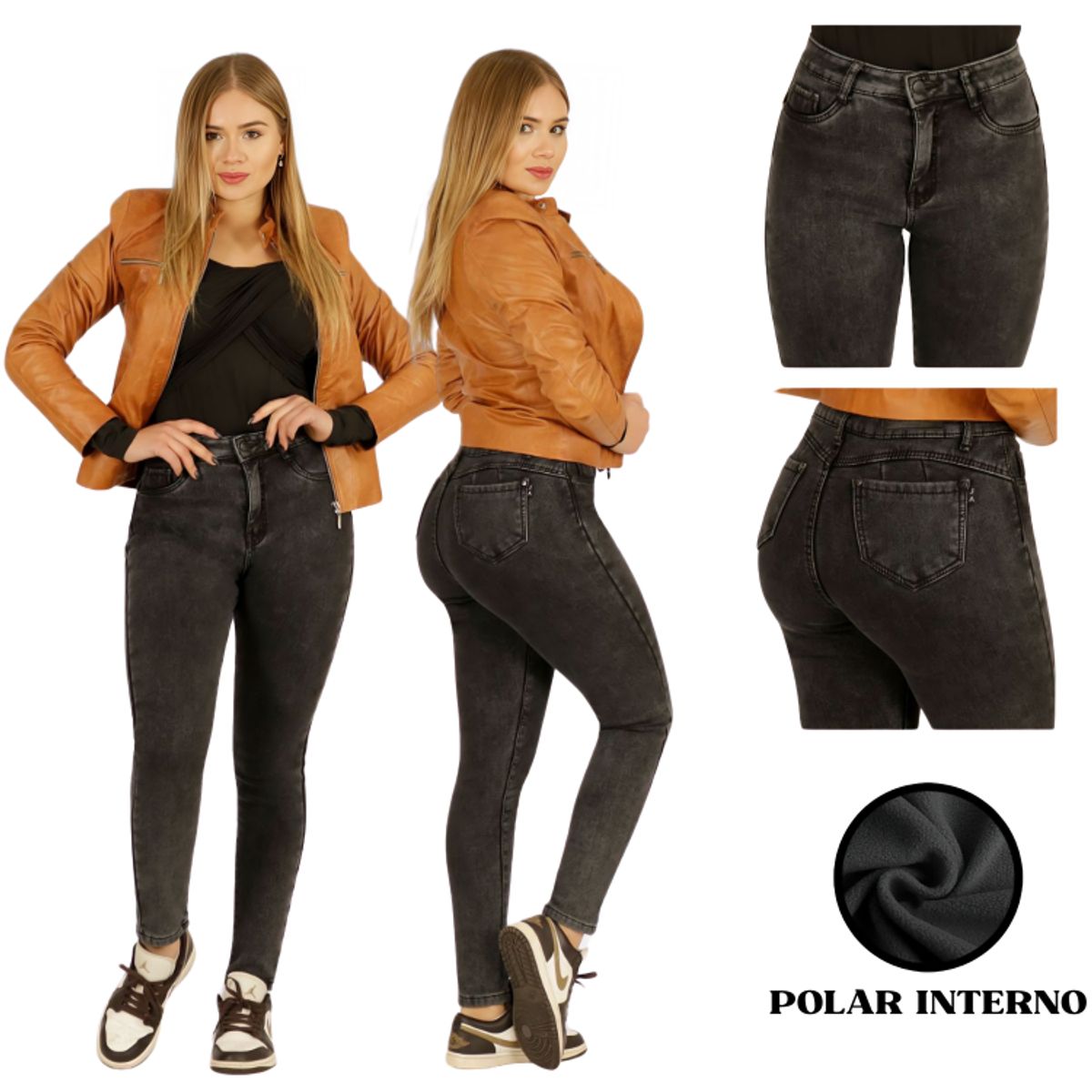 D'JOE - Jeans Pantalon Skinny Forro Polar Mujer