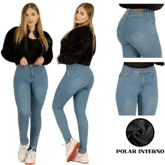 D'JOE - Jeans Pantalon Skinny Forro Polar Mujer