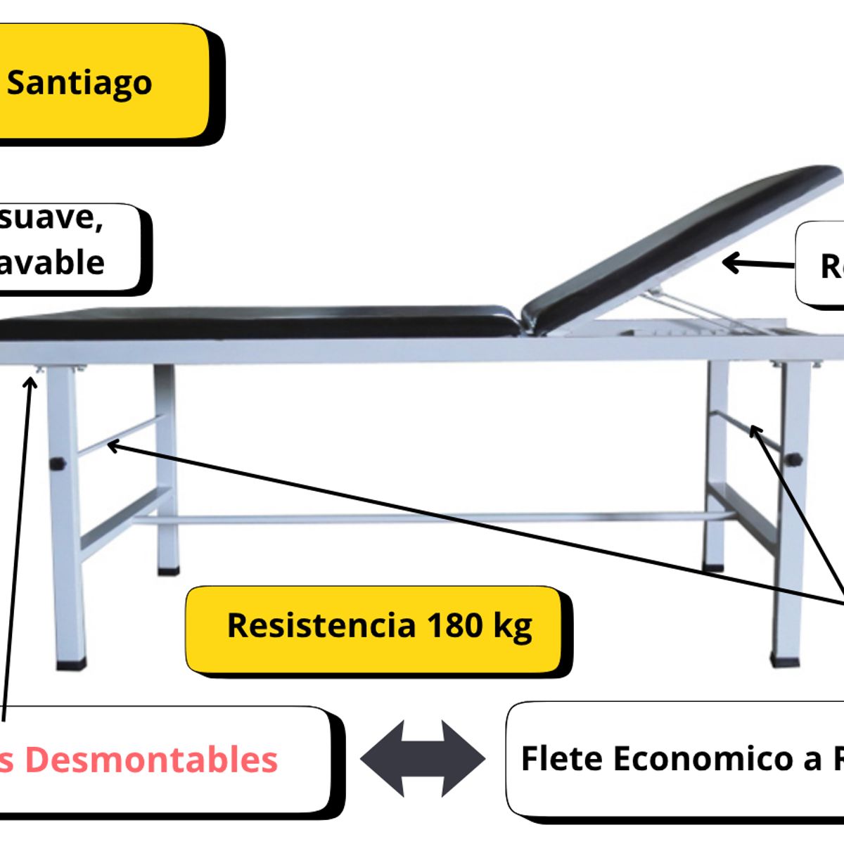 SUNCARE - Camilla de Examen Blanca EC01 desarmable