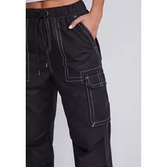 SIOUX - Pantalón Mujer Negro Hilo Contraste