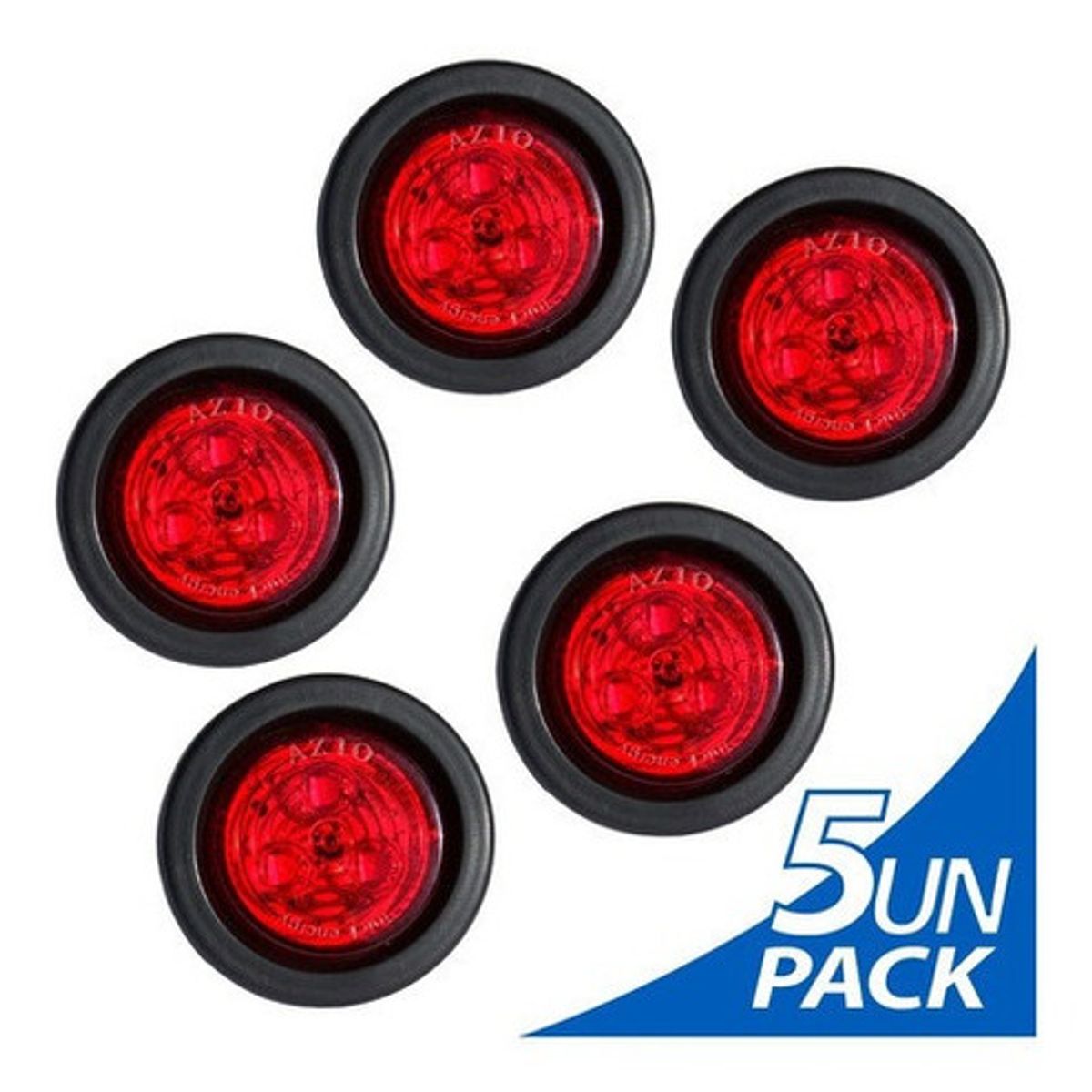 GOTEK - 5 Foco Trocha Led Rojo 2 Pulgadas Bi-volts Rampla- Camión