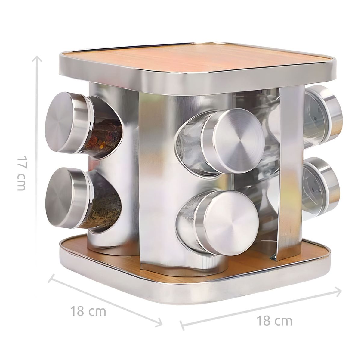 B FRESH - Especiero Cocina 8 Condimentos Giratorio Acero Inoxidable