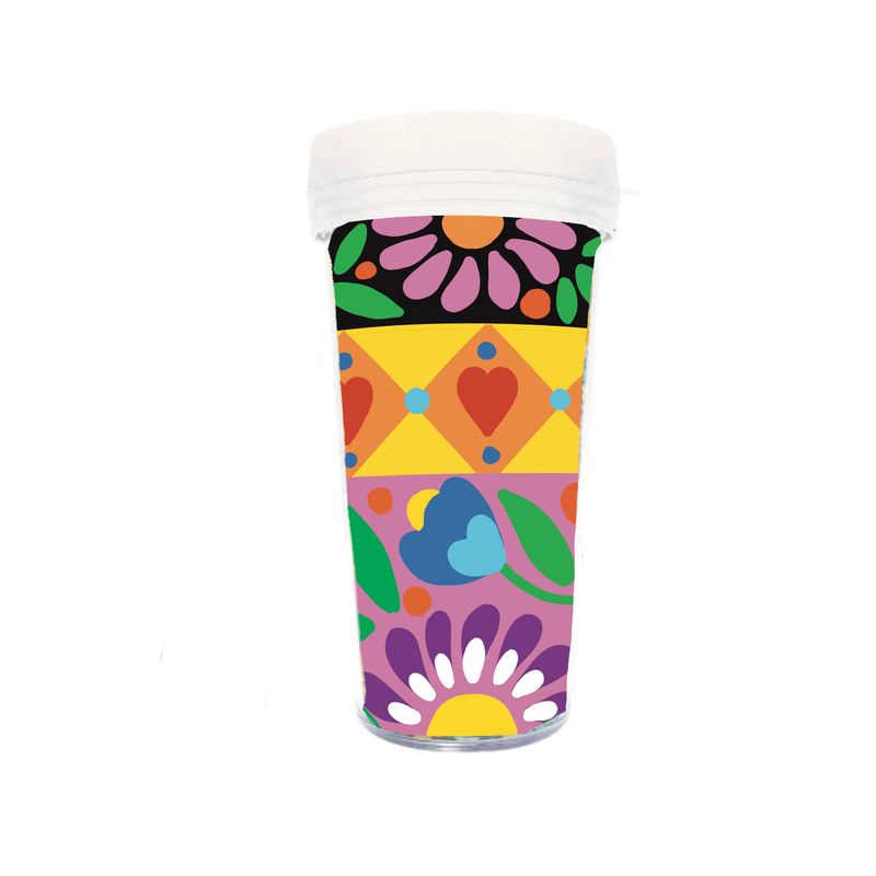 GENERICO - Vaso Pintura con Diamantes - Flores Coloridas