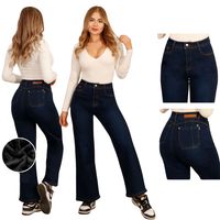 Jeans Pantalon Wide Leg Forro Polar Mujer