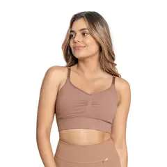 LEONISA - Brastop de maternidad y lactancia tecnología seamless 091064 Cafe Medio