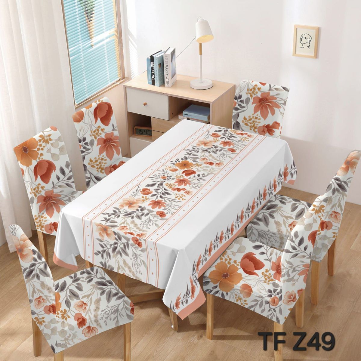 GENERICO - Set Mantel Decorativo Rectangular y fundas de silla para comedor 35