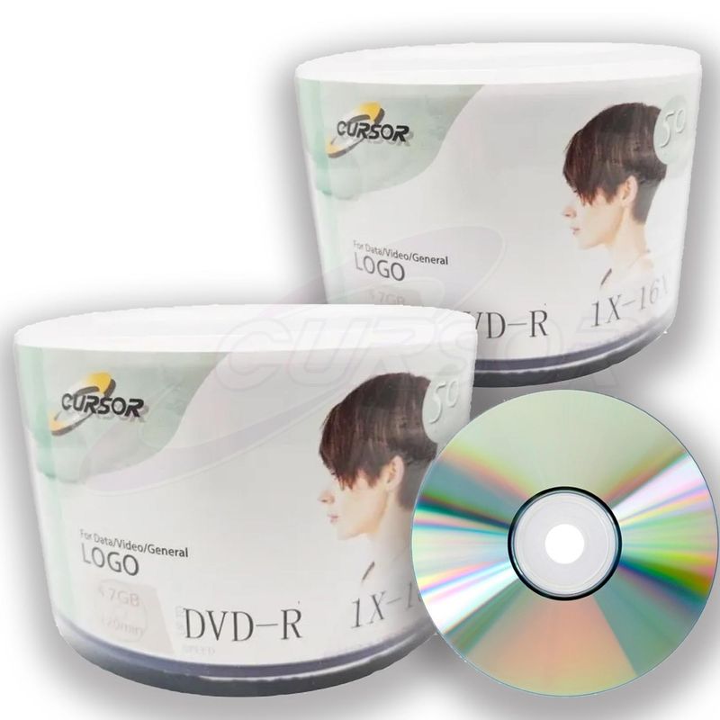 CURSOR - Dvd R 16x 47gb Logo Estampado Cursor Premium 100 Unidades