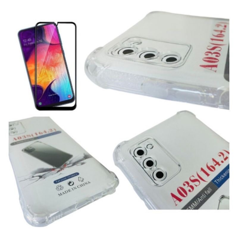 GENERICO - Carcasa Transparente Reforzada Para Samsung A03s + Vidrio