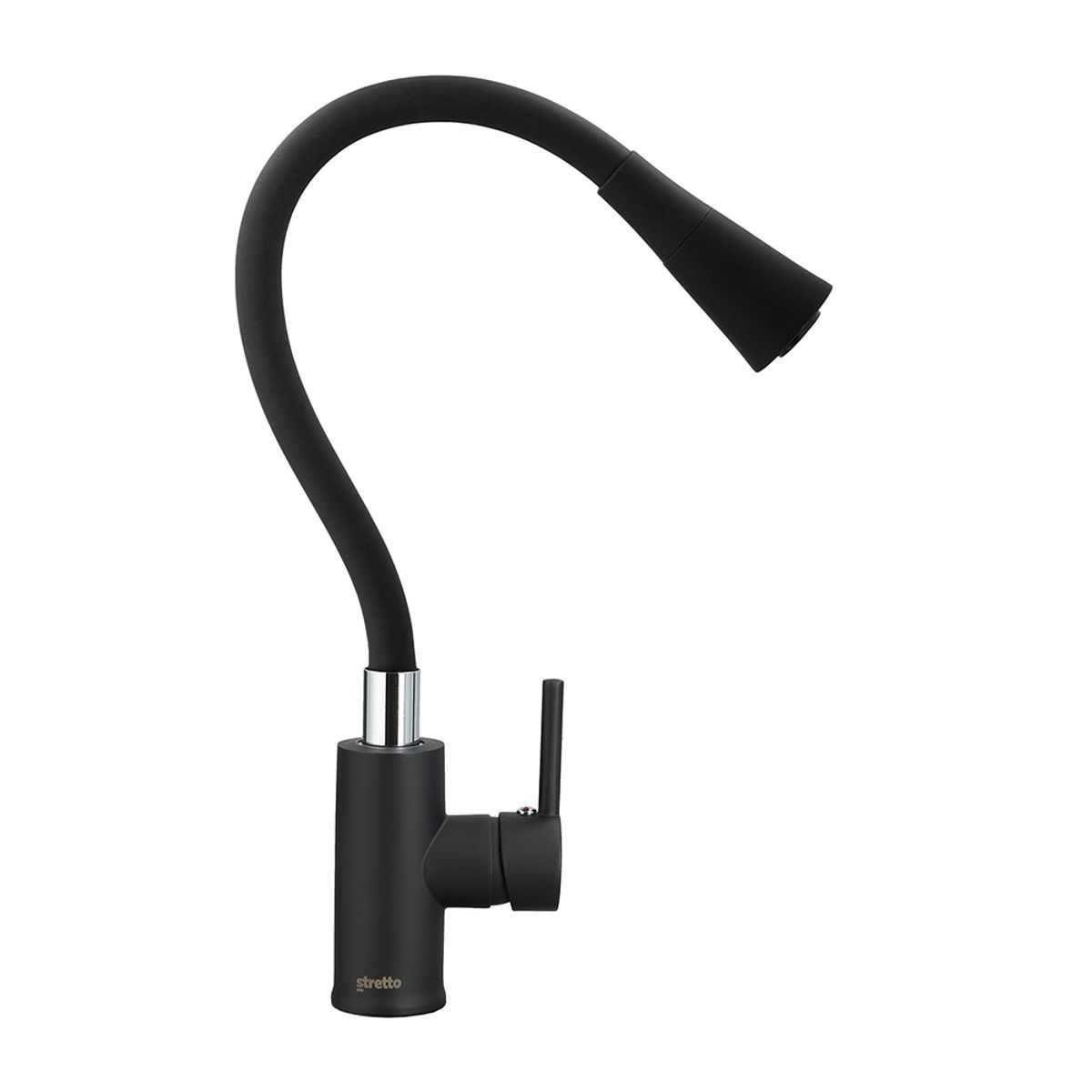 STRETTO - Monomando Lavaplatos Veletri Flessi Negro Mate