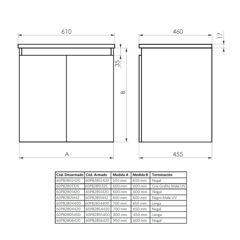 STRETTO - Mueble Mince 90x46 cm