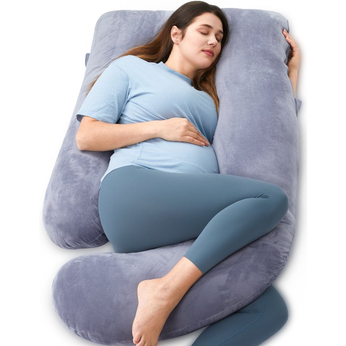 MOMCOZY - Almohada de embarazo forma de U - Gris
