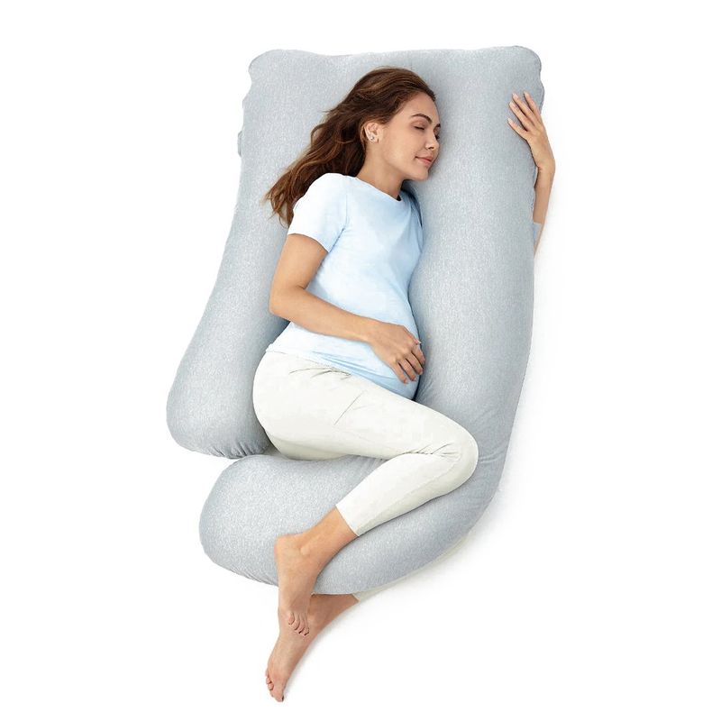 GENERICO - Almohada de embarazo forma de U con tela refrescante - Gris