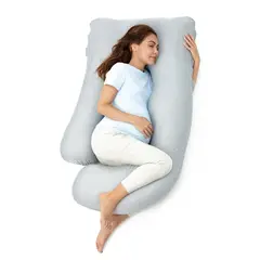 GENERICO - Almohada de embarazo forma de U con tela refrescante - Gris