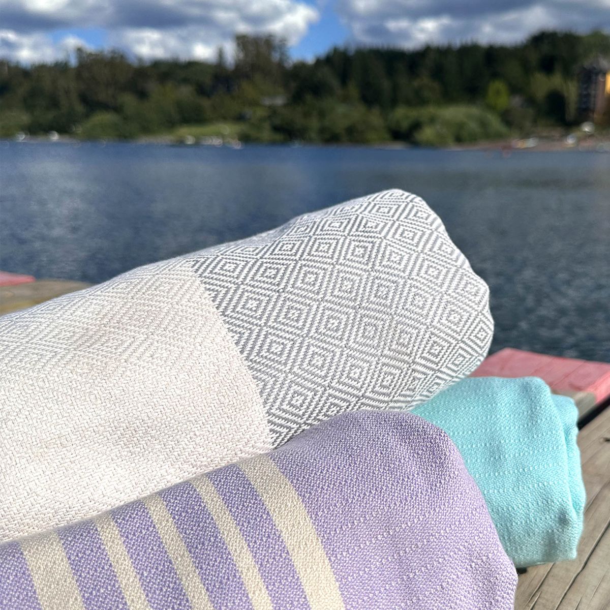 TURKUAZ - Toalla Turca de Algodón Mármara Gris claro 1 x 1,75 m