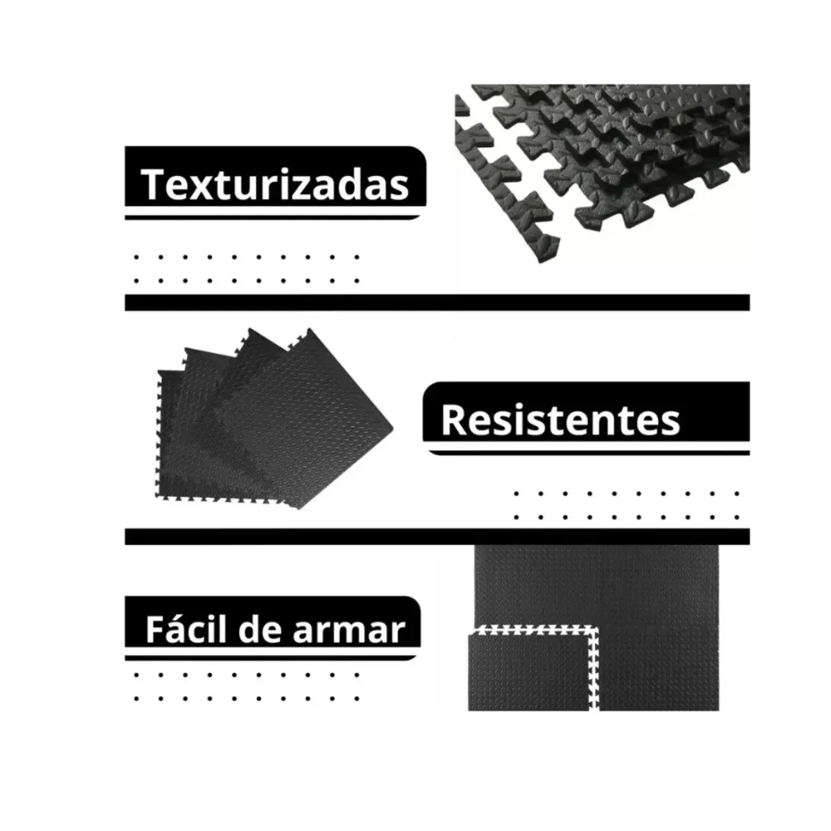 GENERICO - Pack 8 Unidad Piso Puzzle Alfombra Goma Eva Antigolpes 60x60