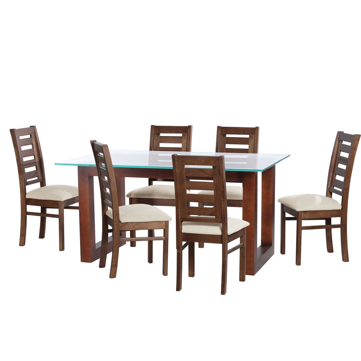 LATAM HOME - JUEGO DE COMEDOR PAMPLONA 6 SILLAS MURCIA LINO BLANCO