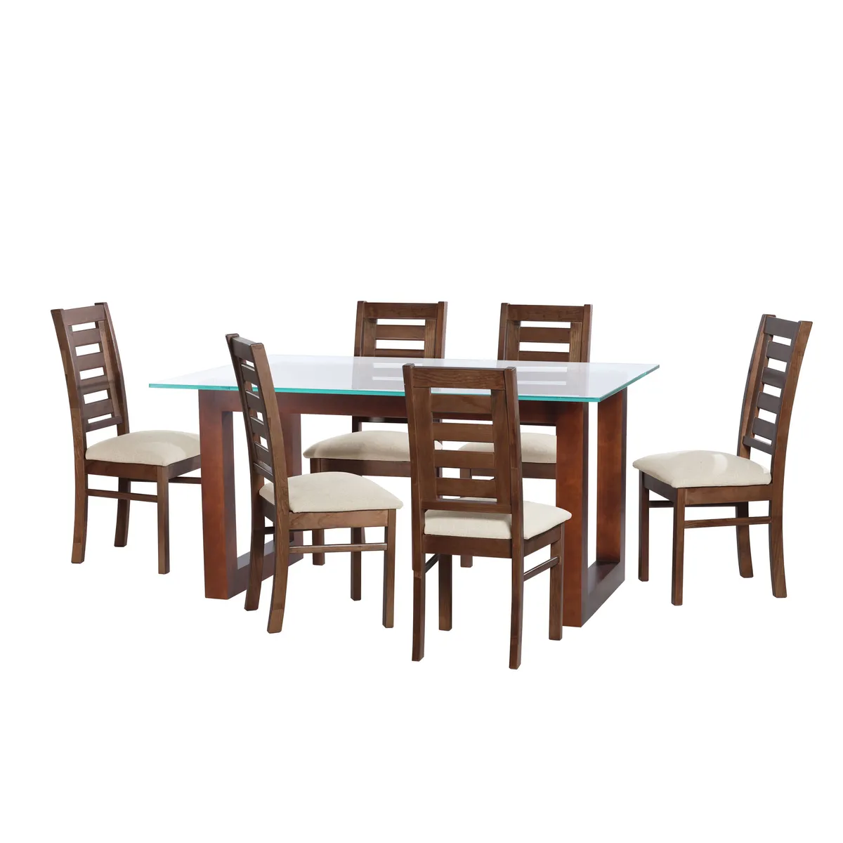 LATAM HOME - JUEGO DE COMEDOR PAMPLONA 6 SILLAS MURCIA LINO BLANCO