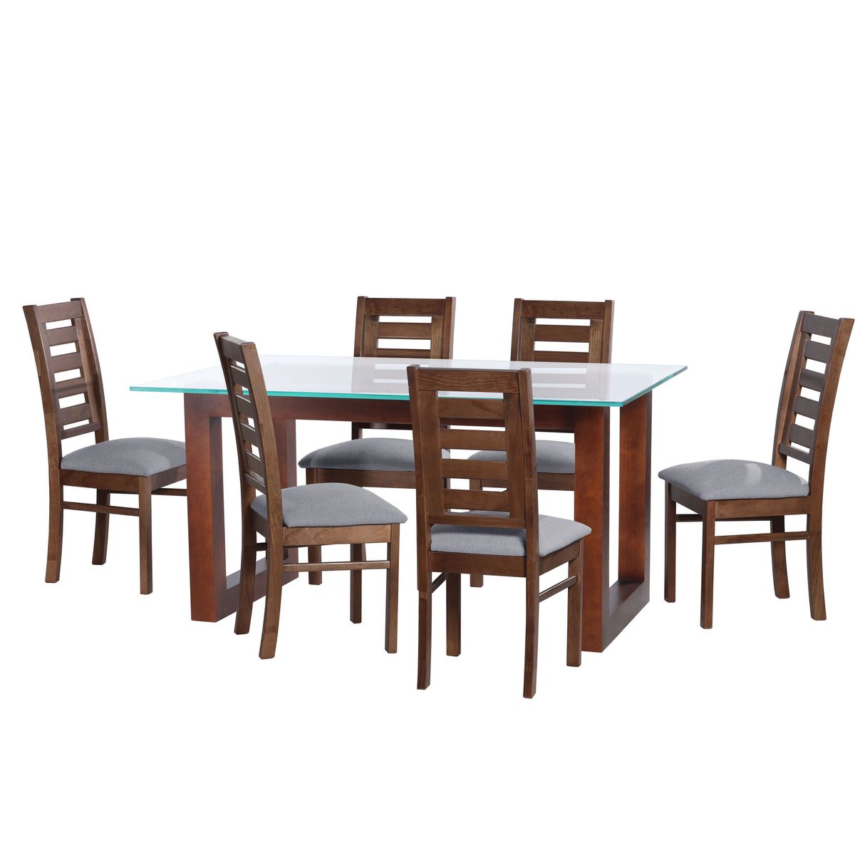 LATAM HOME - JUEGO DE COMEDOR PAMPLONA 6 SILLAS MURCIA LINO GRIS CLARO