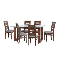 LATAM HOME - JUEGO DE COMEDOR PAMPLONA 6 SILLAS MURCIA LINO GRIS CLARO