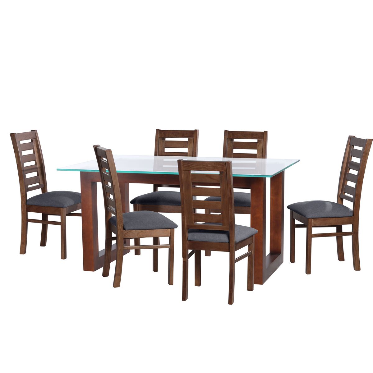 LATAM HOME - JUEGO DE COMEDOR PAMPLONA 6 SILLAS MURCIA LINO GRIS OSCURO