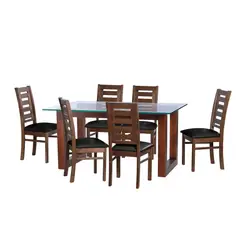 LATAM HOME - JUEGO DE COMEDOR PAMPLONA 6 SILLAS MURCIA PU NEGRO