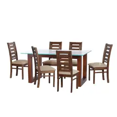 LATAM HOME - JUEGO DE COMEDOR PAMPLONA 6 SILLAS MURCIA LINO NATURAL