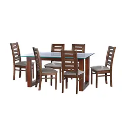 LATAM HOME - JUEGO DE COMEDOR PAMPLONA 6 SILLAS MURCIA TELA VELVET GRIS