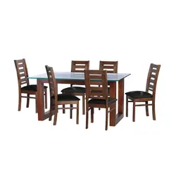 LATAM HOME - JUEGO DE COMEDOR PAMPLONA 6 SILLAS MURCIA TELA VELVET NEGRO