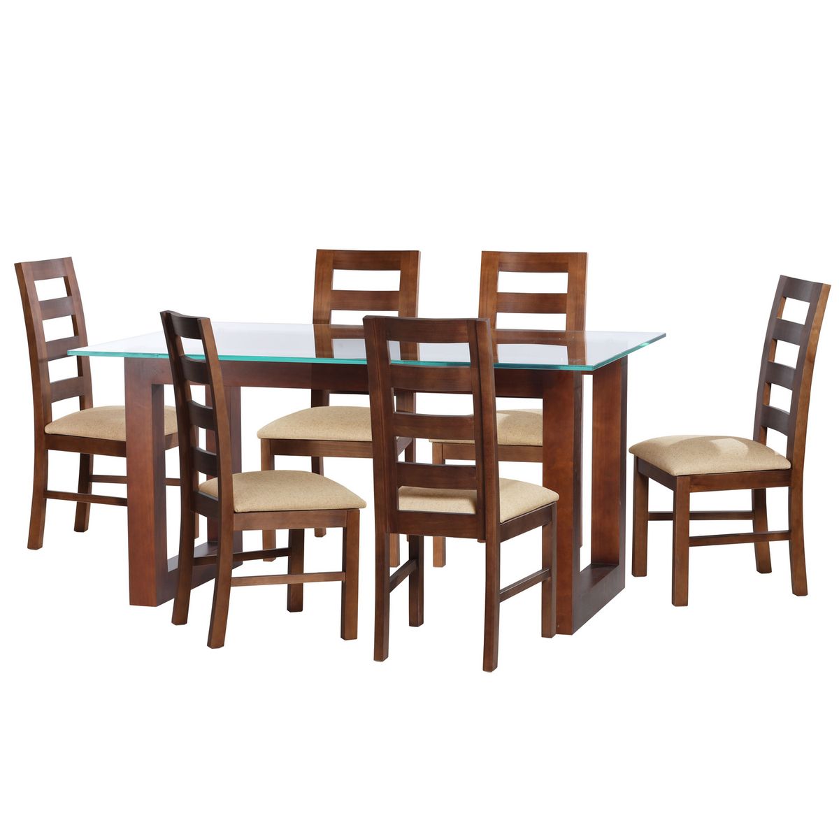 LATAM HOME - JUEGO DE COMEDOR PAMPLONA 6 SILLAS GRANADA LINO NATURAL