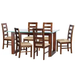 LATAM HOME - JUEGO DE COMEDOR PAMPLONA 6 SILLAS GRANADA LINO NATURAL