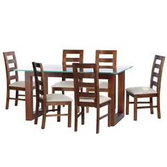 LATAM HOME - JUEGO DE COMEDOR PAMPLONA 6 SILLAS GRANADA LINO BLANCO