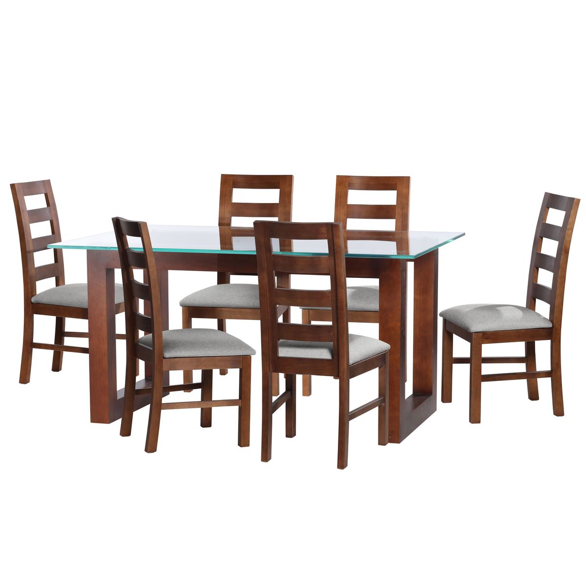 LATAM HOME - JUEGO DE COMEDOR PAMPLONA 6 SILLAS GRANADA LINO GRIS CLARO