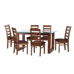 LATAM HOME - JUEGO DE COMEDOR PAMPLONA 6 SILLAS BURGOS PU CHOCOLATE