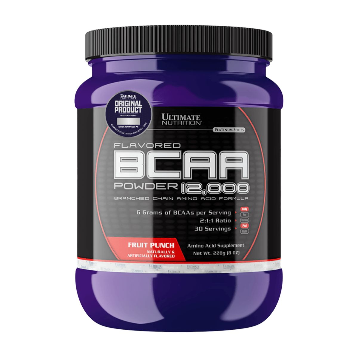 ULTIMATE NUTRITION - BCAA Polvo, Aminoácidos (228 gr) - Original - FRUTAS (FRUIT PUNCH)