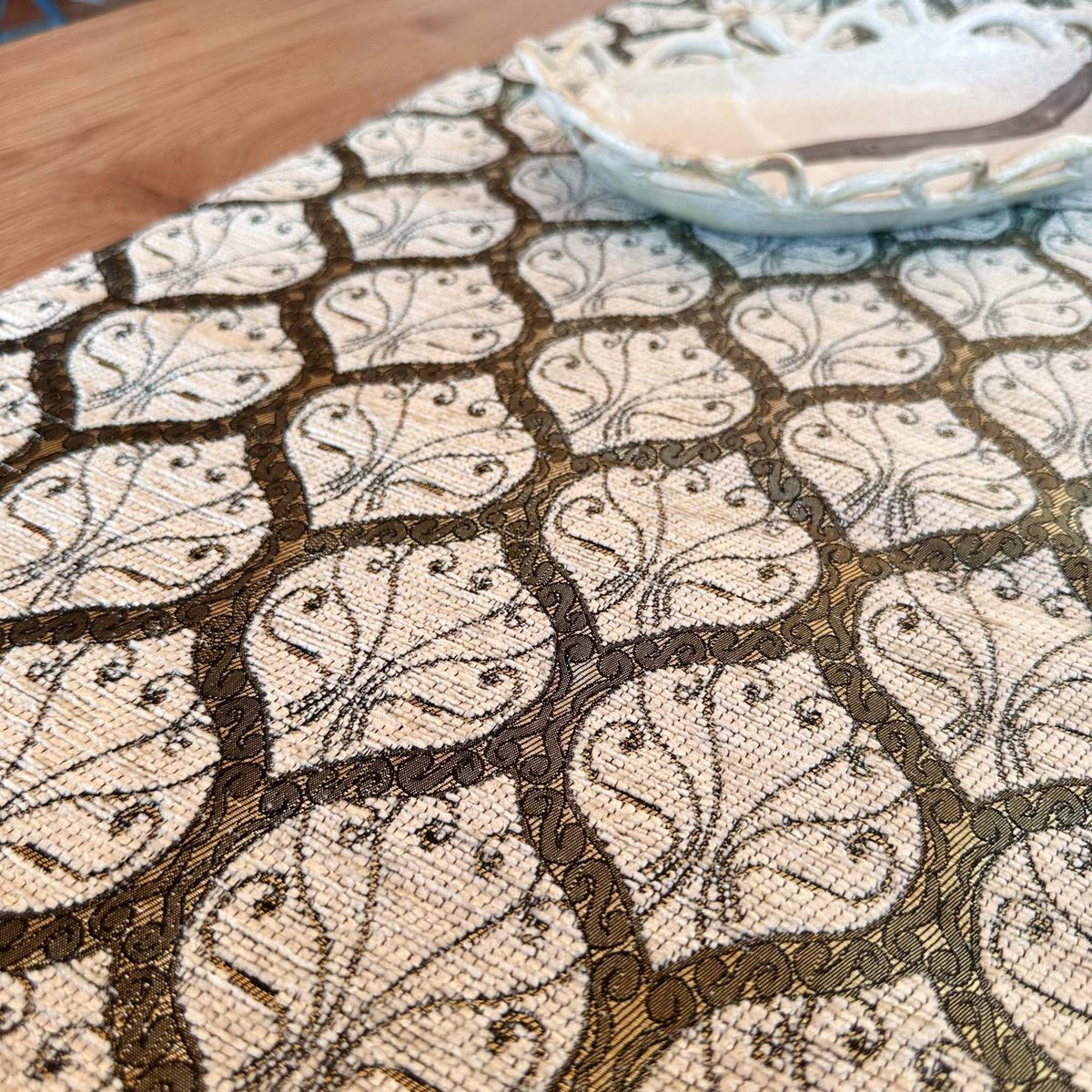 TURKUAZ - Camino de mesa 2 m Filigrana beige - Mantel turquía - Boho