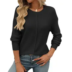 BLWOENS - Polera de manga larga para mujeres - Negro