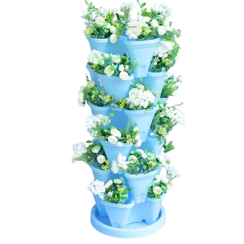 GENERICO - Macetero vertical de plástico azul de 6 niveles