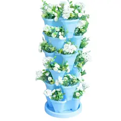 GENERICO - Macetero vertical de plástico azul de 6 niveles