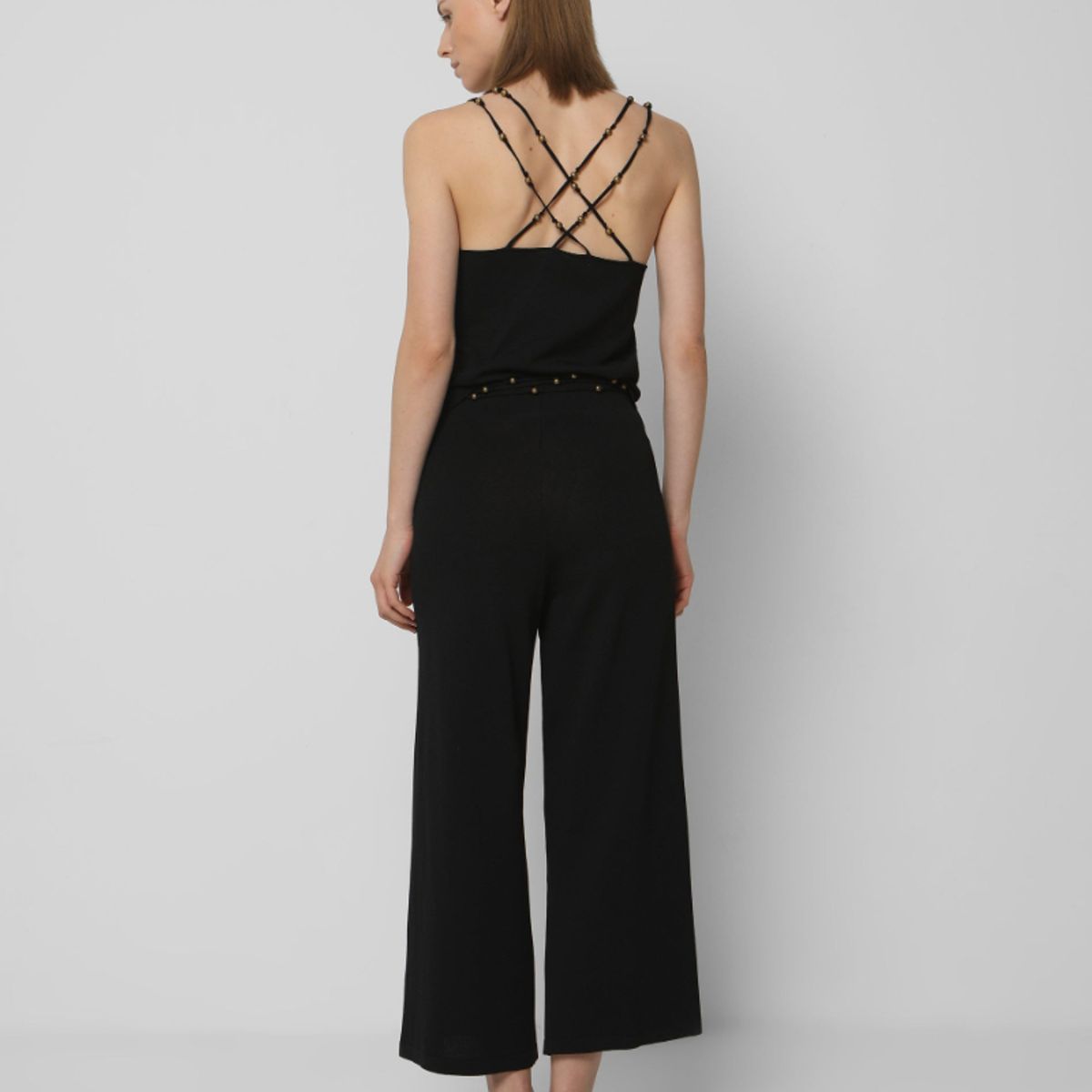 SCALPERS - Pantalón Punto Cordones Abalorios Black