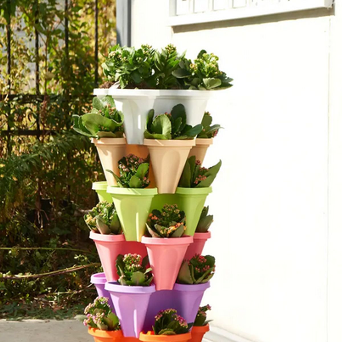 GENERICO - Macetero vertical de plástico morado de 6 niveles