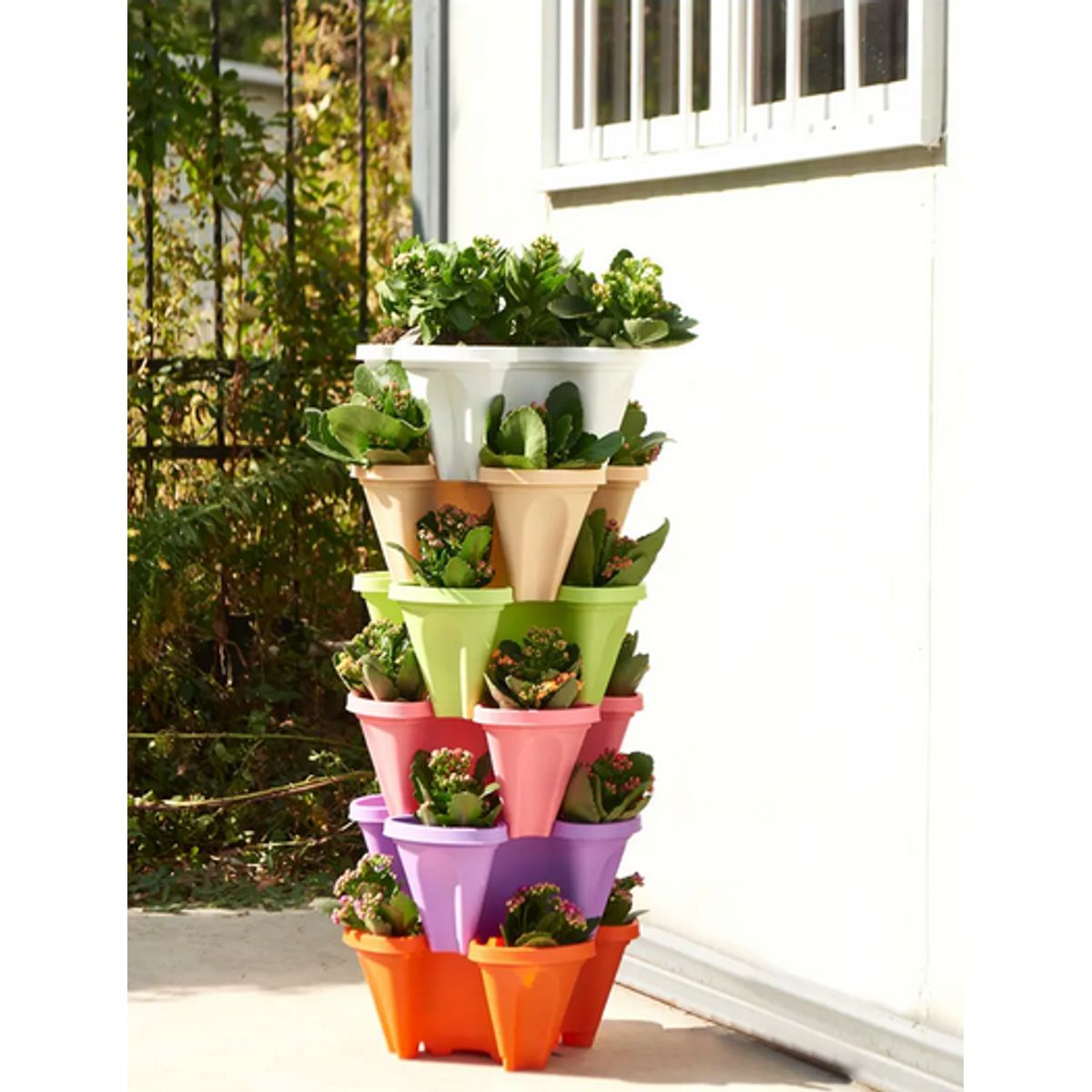 GENERICO - Macetero vertical de plástico morado de 6 niveles
